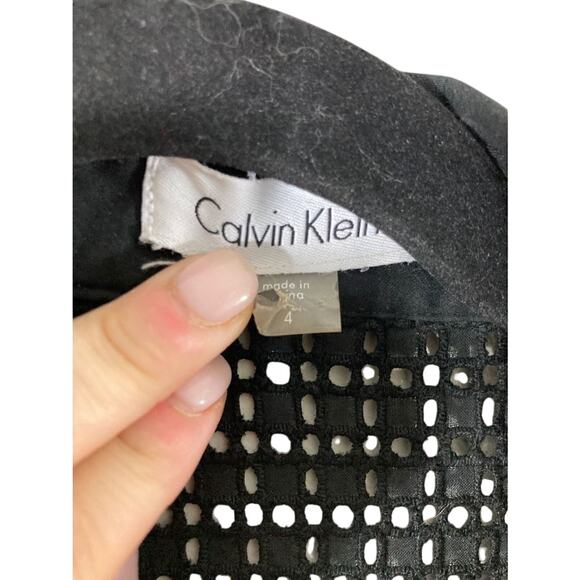 Calvin Klein Women's Mesh Black Tank Button Utility Old Money Preppy Boxy 4 - Picture 4 of 9